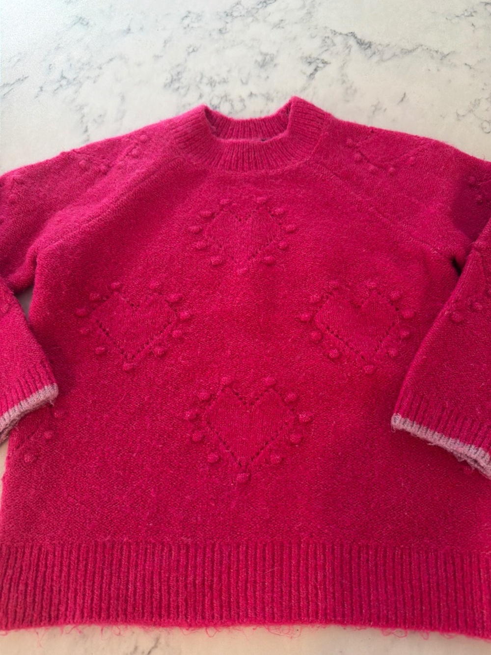 Joules Heart Pom Pom Sweater in Pink